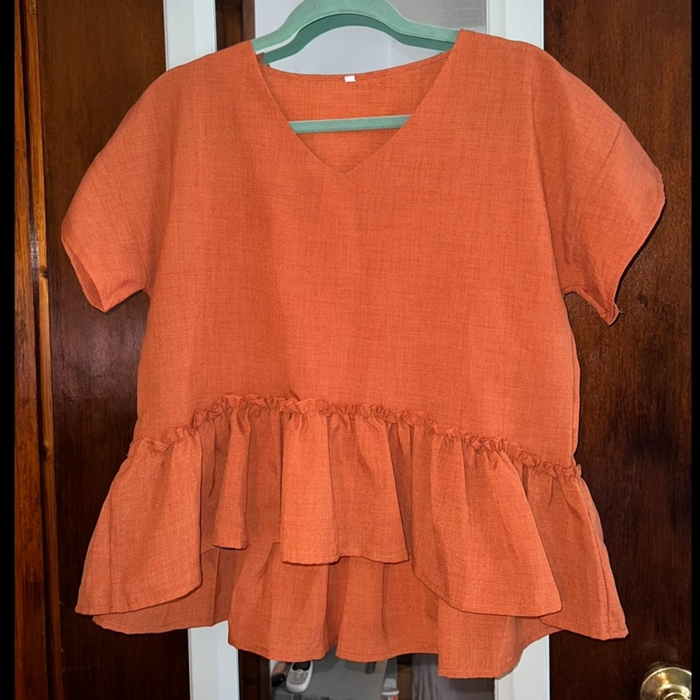 Burnt Orange Babydoll Top
